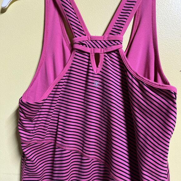 Women’s TEK GEAR Pink and Black Striped  Racerback Workout Tank Top Large - Picture 6 of 8